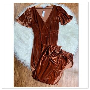 Baltic Born Meghan Velvet Wrap Maxi Dress Spice Copper Brown Size XL New